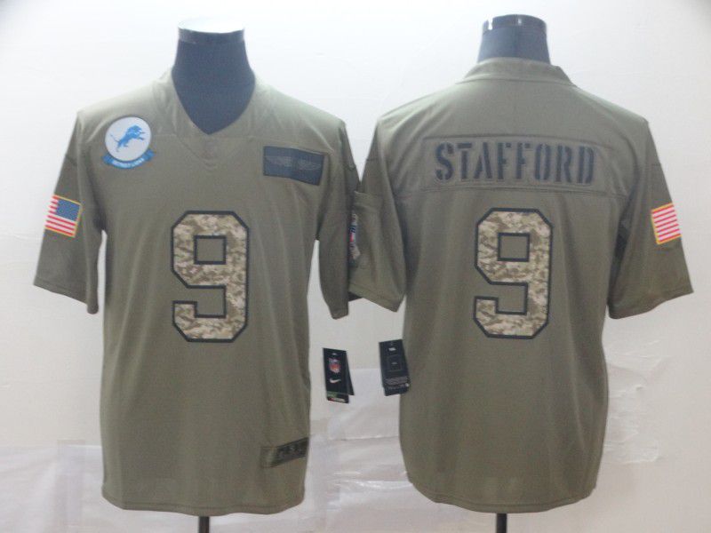 Men Detroit Lions #9 Stafford Nike 2019 Olive Camo Salute to Service Limited NFL Jerseys